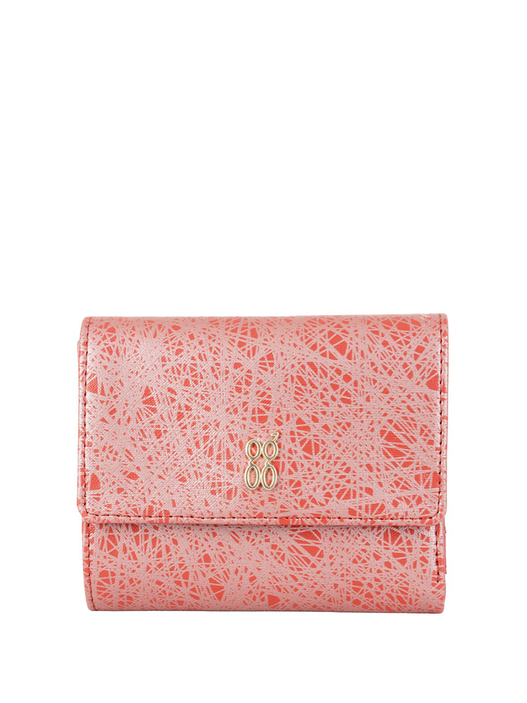 

Baggit Women Abstract Printed Three Fold Wallet, Red
