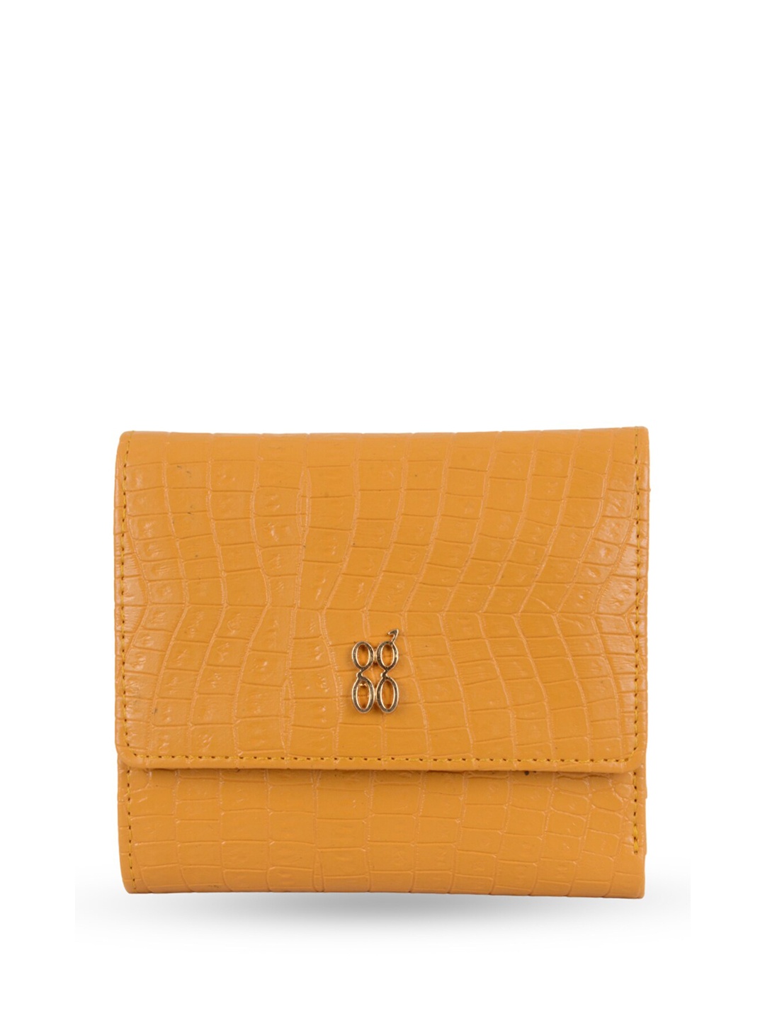 

Baggit Women Textured Three Fold Wallet, Yellow