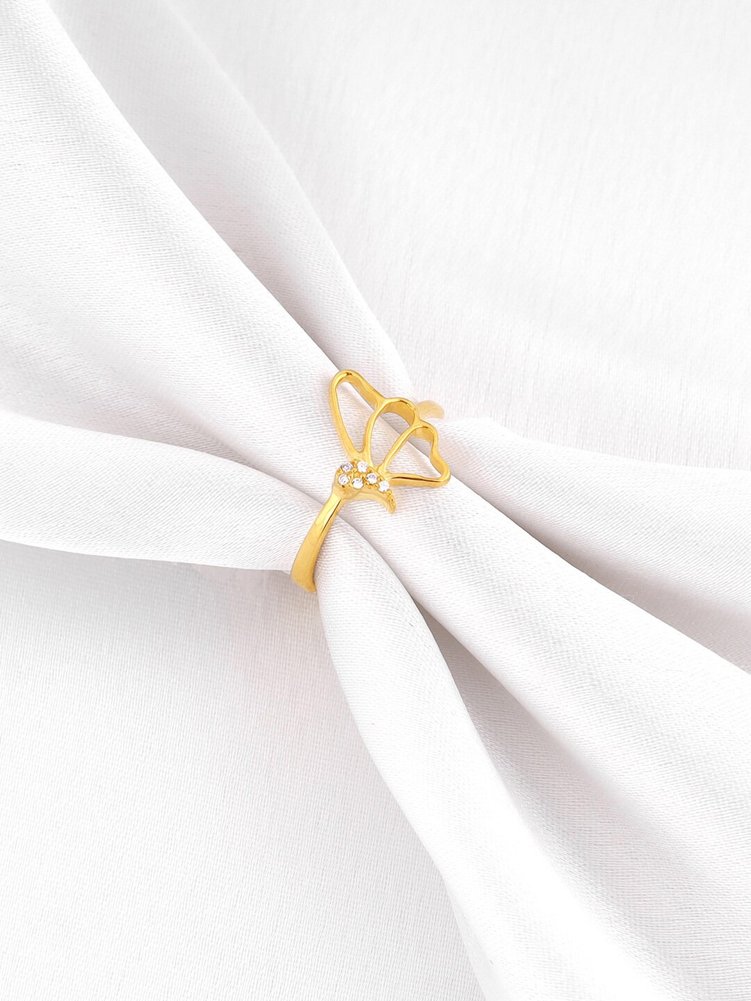 

GIVA Gold-Plated 925 Sterling Silver Stone Studded Finger Ring