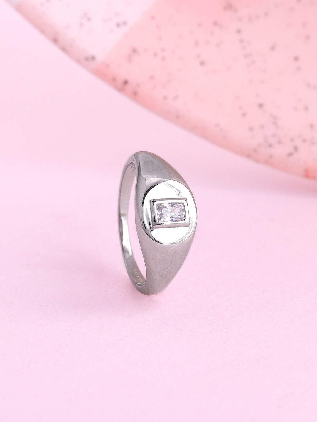 

GIVA Rhodium Plated 925 Sterling Silver Stones Studded Finger Ring