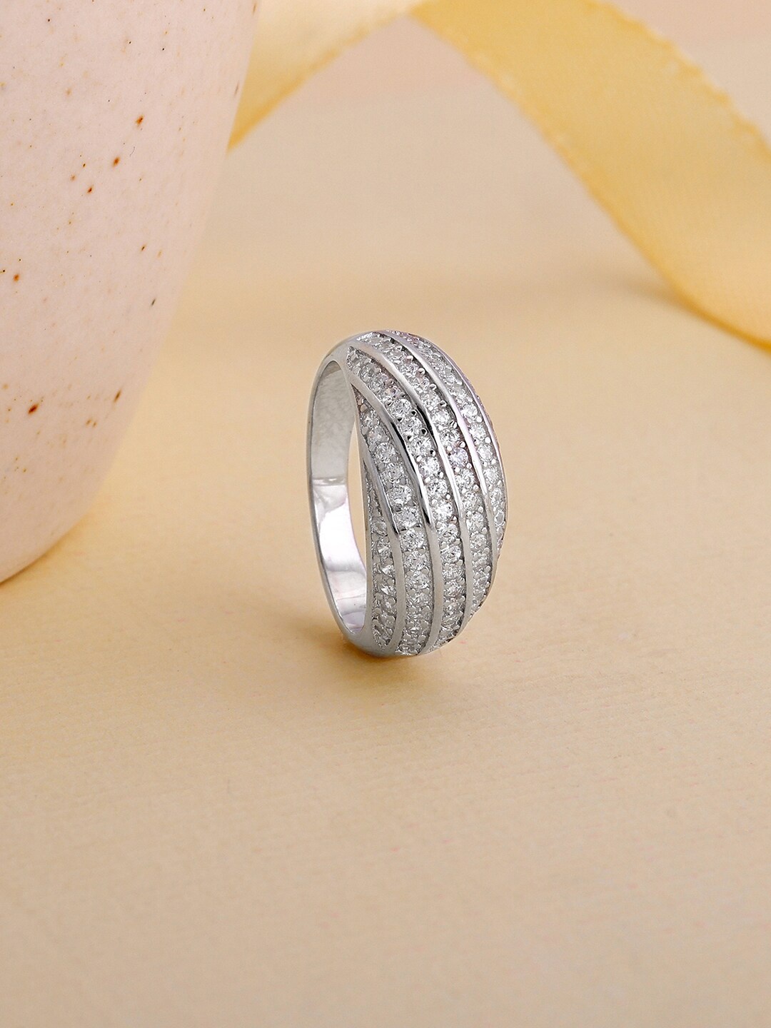 

GIVA 925 Sterling Silver Rhodium-Plated Adjustable Spired Dome Finger Ring