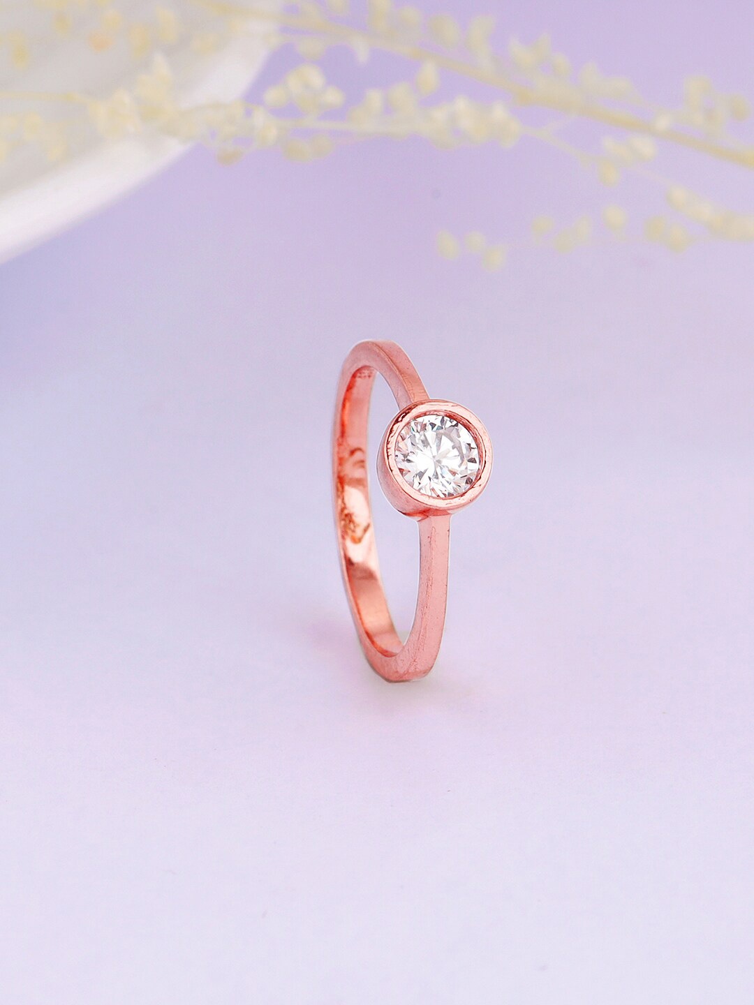 

GIVA Rose Gold Plated 925 Sterling Silver Stones Studded Finger Ring