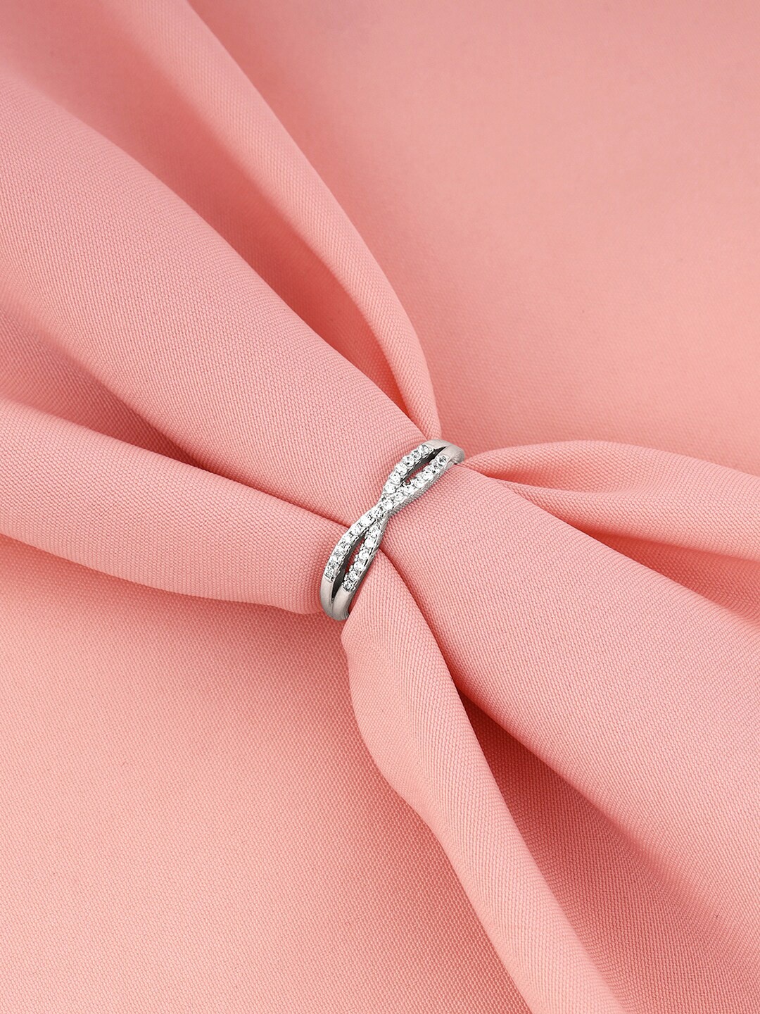 

GIVA Rhodium-Plated 925 Sterling Silver Stone Studded Finger Ring