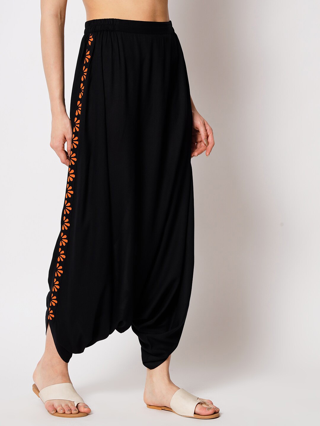 

9rasa Women Loose Fit High-Rise Harem Pant, Black