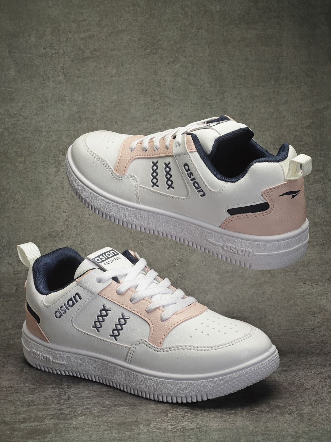 

ASIAN Women Colourblocked Lace Up Sneakers, White