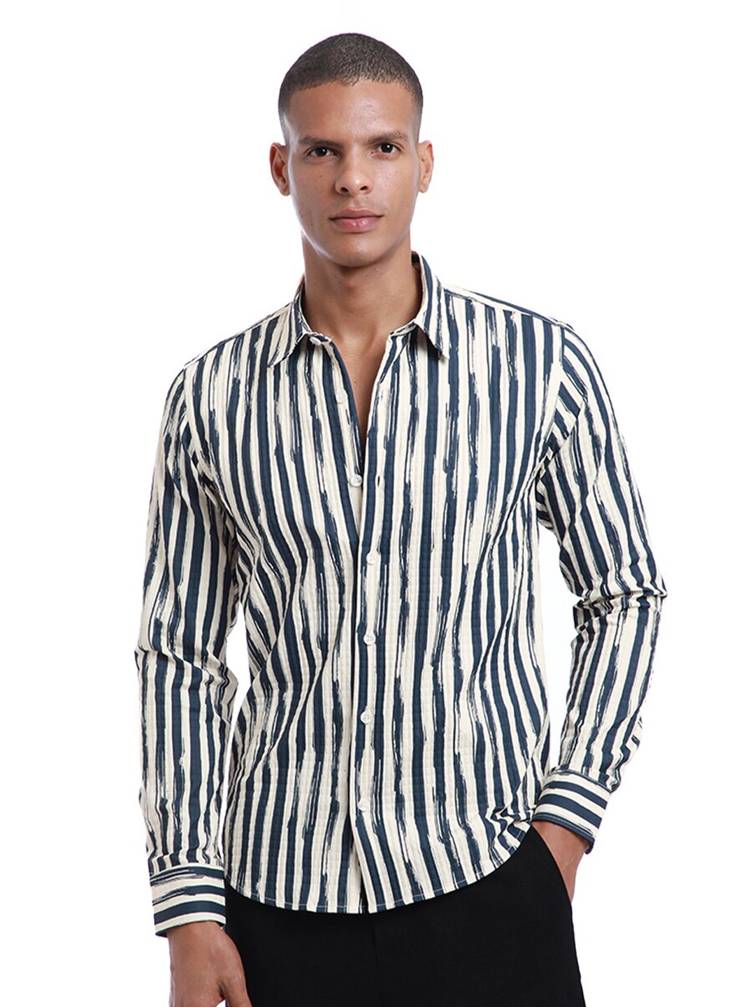 

Banana Club Classic Slim Fit Striped Casual Shirt, Blue