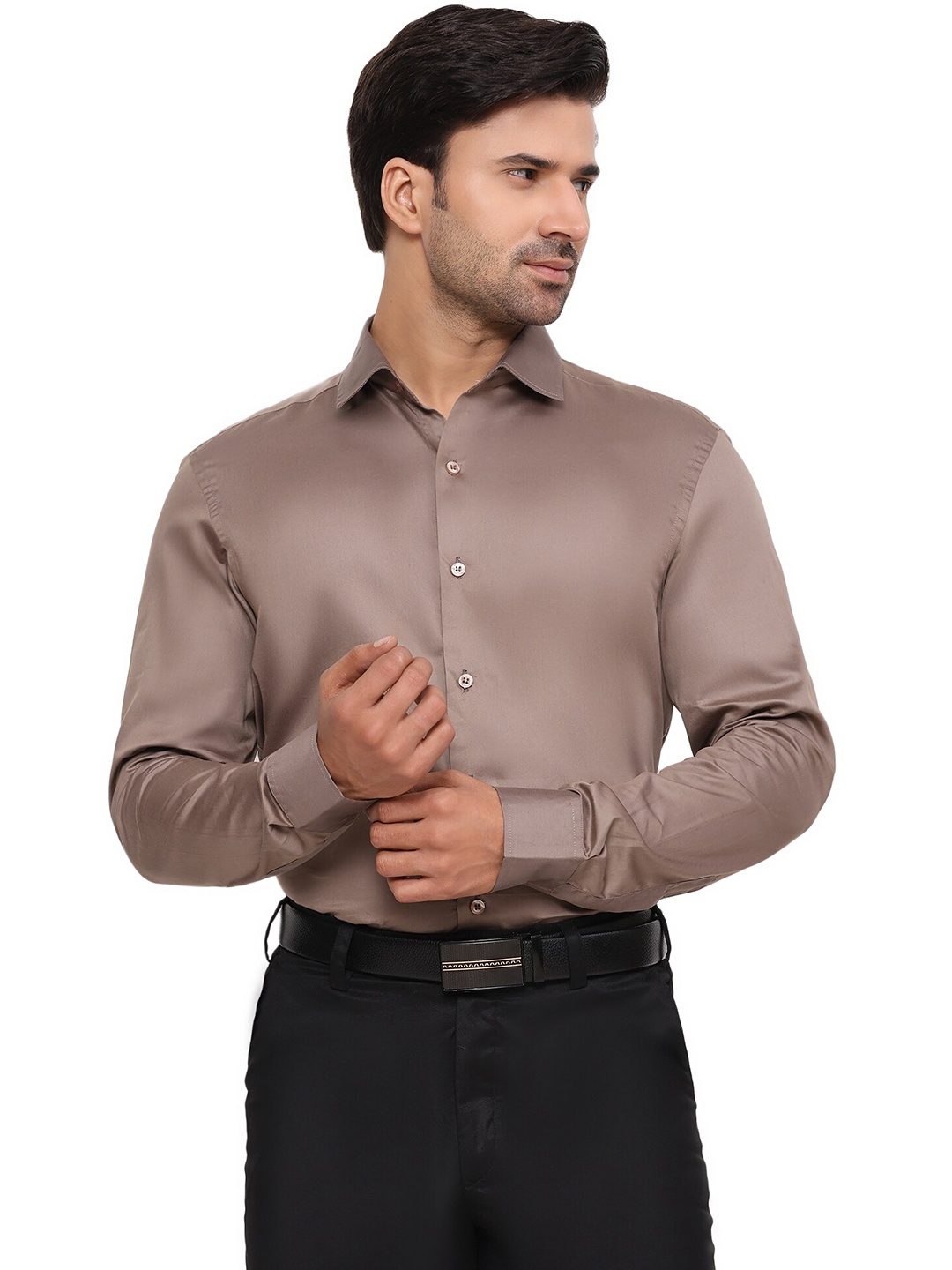 

BAESD Classic Semi Sheer Formal Shirt, Brown