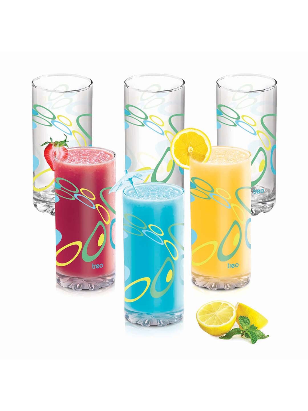 

Treo Set of 6 Bubbles D Ziner Torrent Glass 316 ml, Transparent
