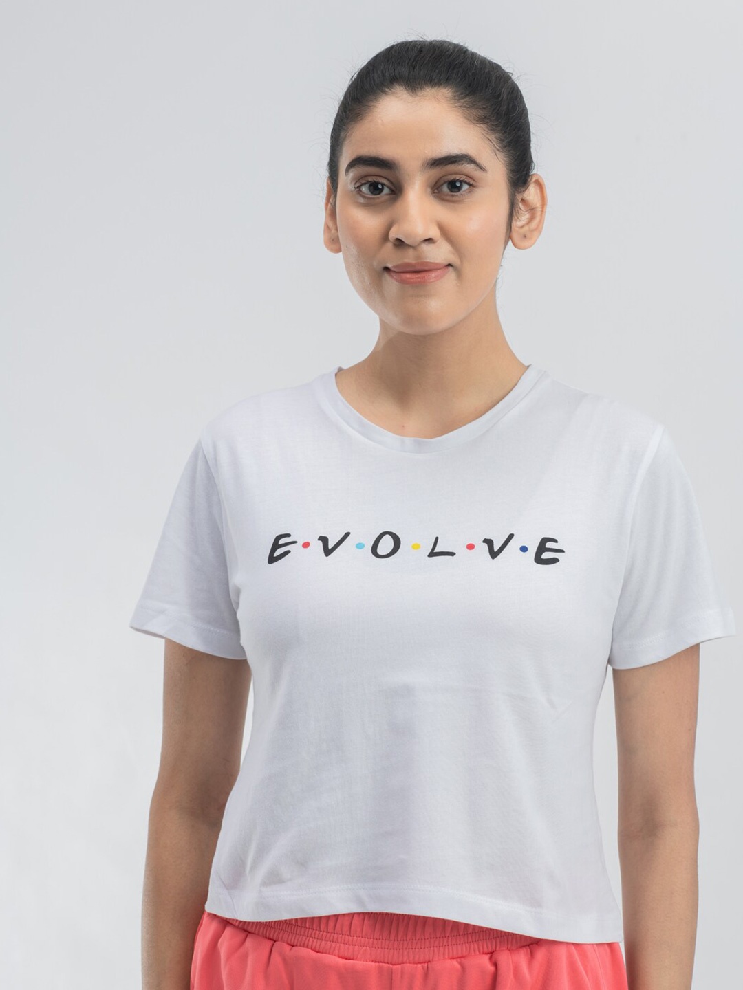 

DRYP EVOLUT Round Neck Pure Cotton Casual Crop T-shirt, Grey