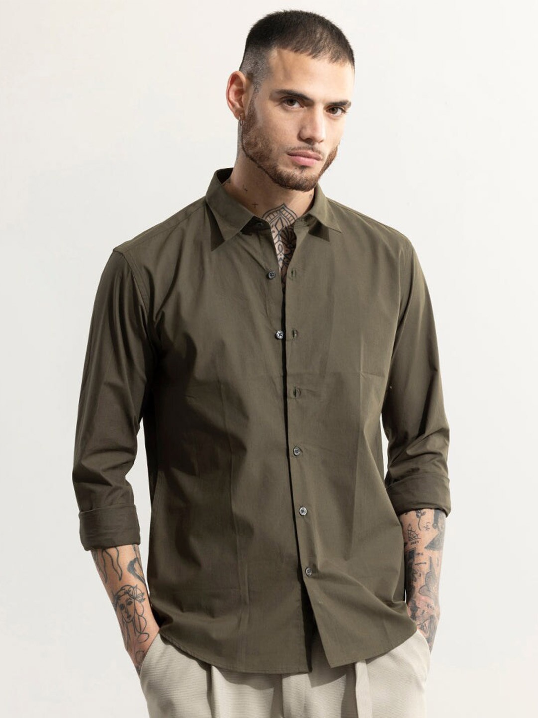 

Snitch Brown Classic Slim Fit Pure Cotton Casual Shirt