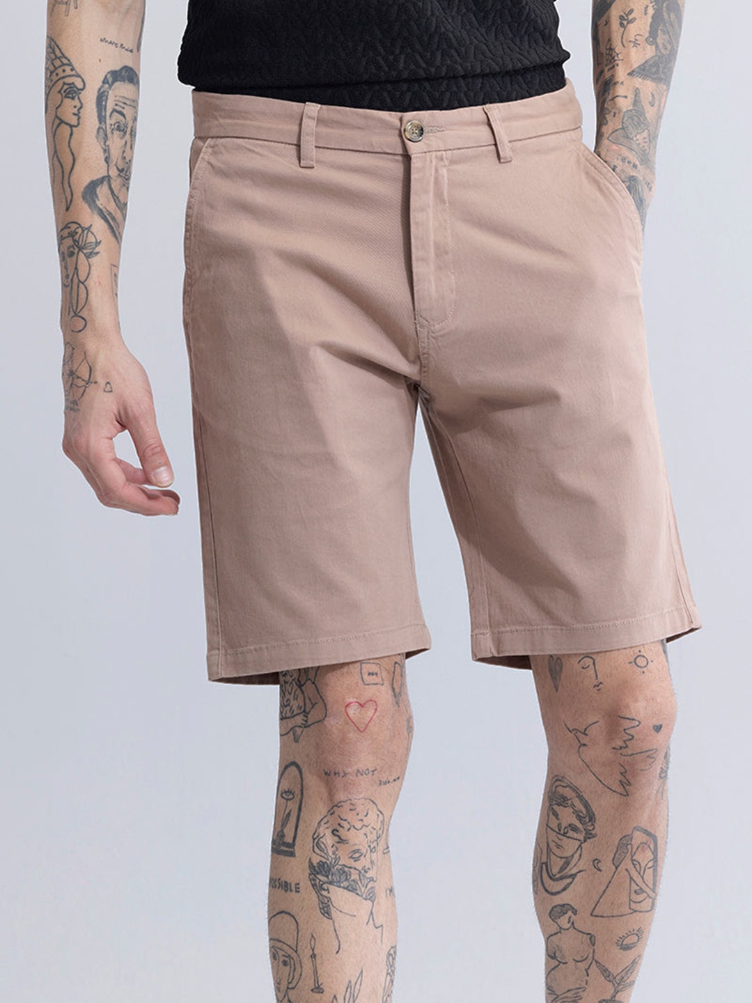 

Snitch Men Beige Slim Fit Cotton Hot Pants Shorts