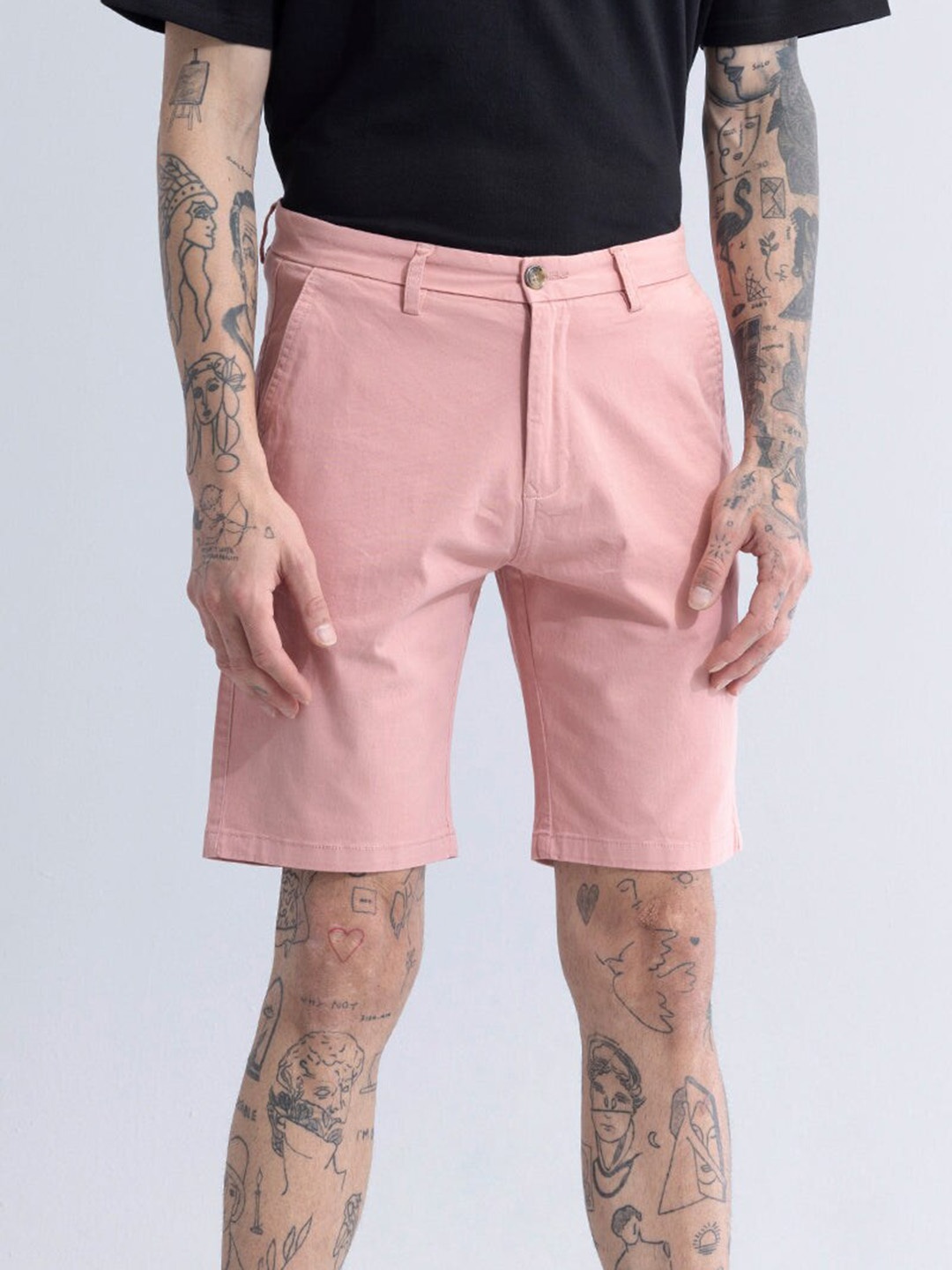 

Snitch Men Pink Slim Fit Cotton Chino Shorts