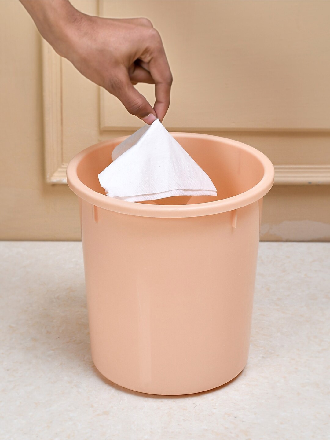 

Kuber Industries Orange & Green 3 Pcs Open Garbage Dustbin 7 L