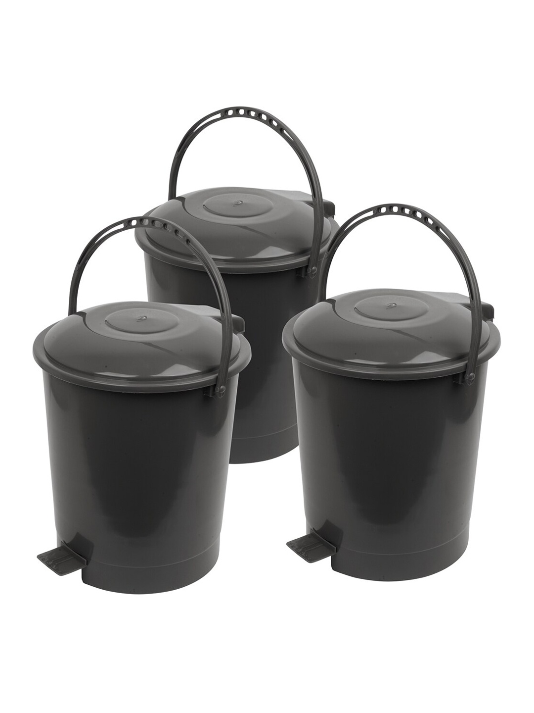 

Kuber Industries Grey 3 Pieces Pedal Dustbin With Lid
