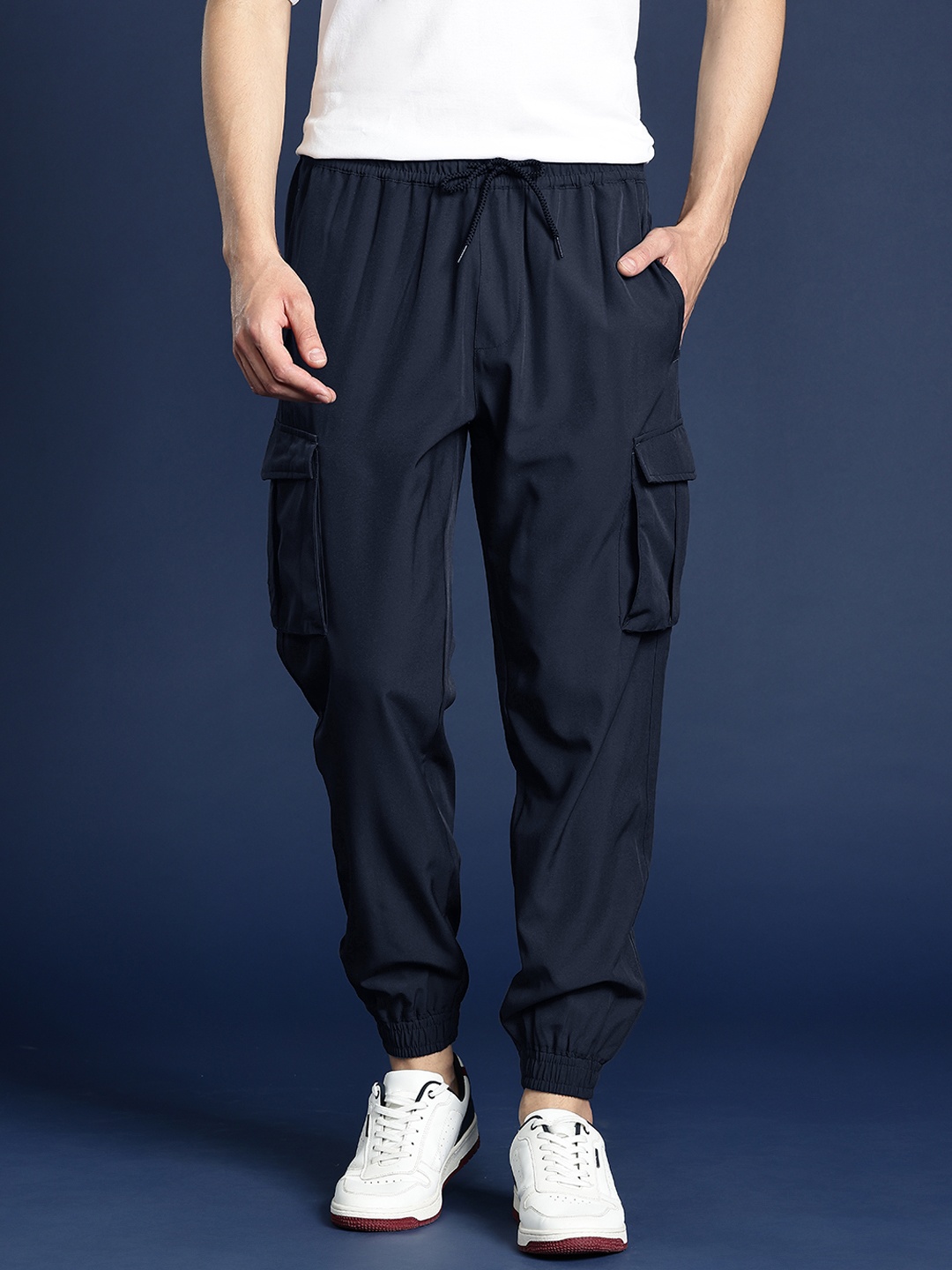 

Mast & Harbour Men Solid Relaxed Fit Track Pants, Navy blue