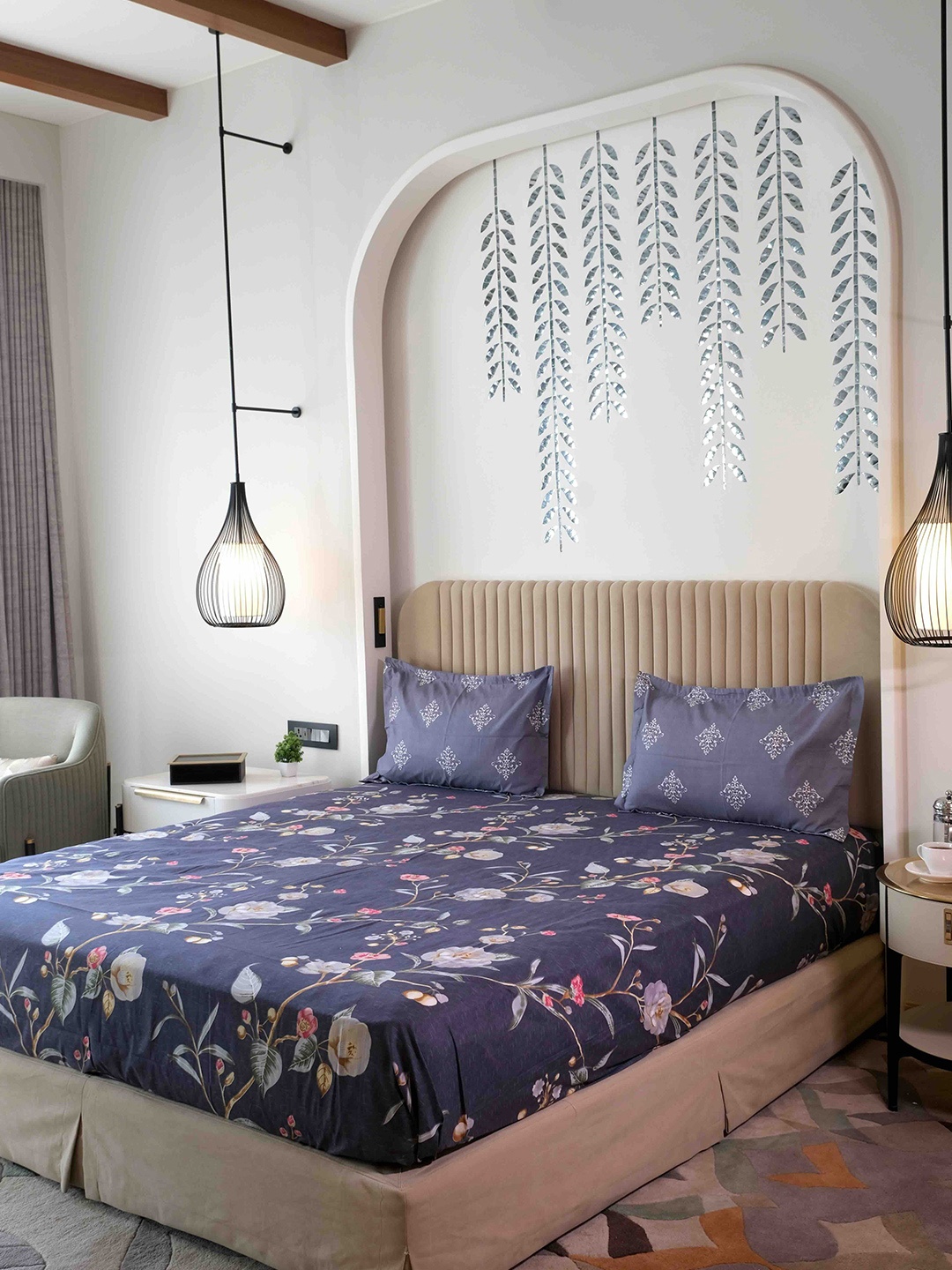 

Pure Decor King Size Double Bed Bedsheet With 2 Pillow Covers 2.74m X 2.74m, Blue