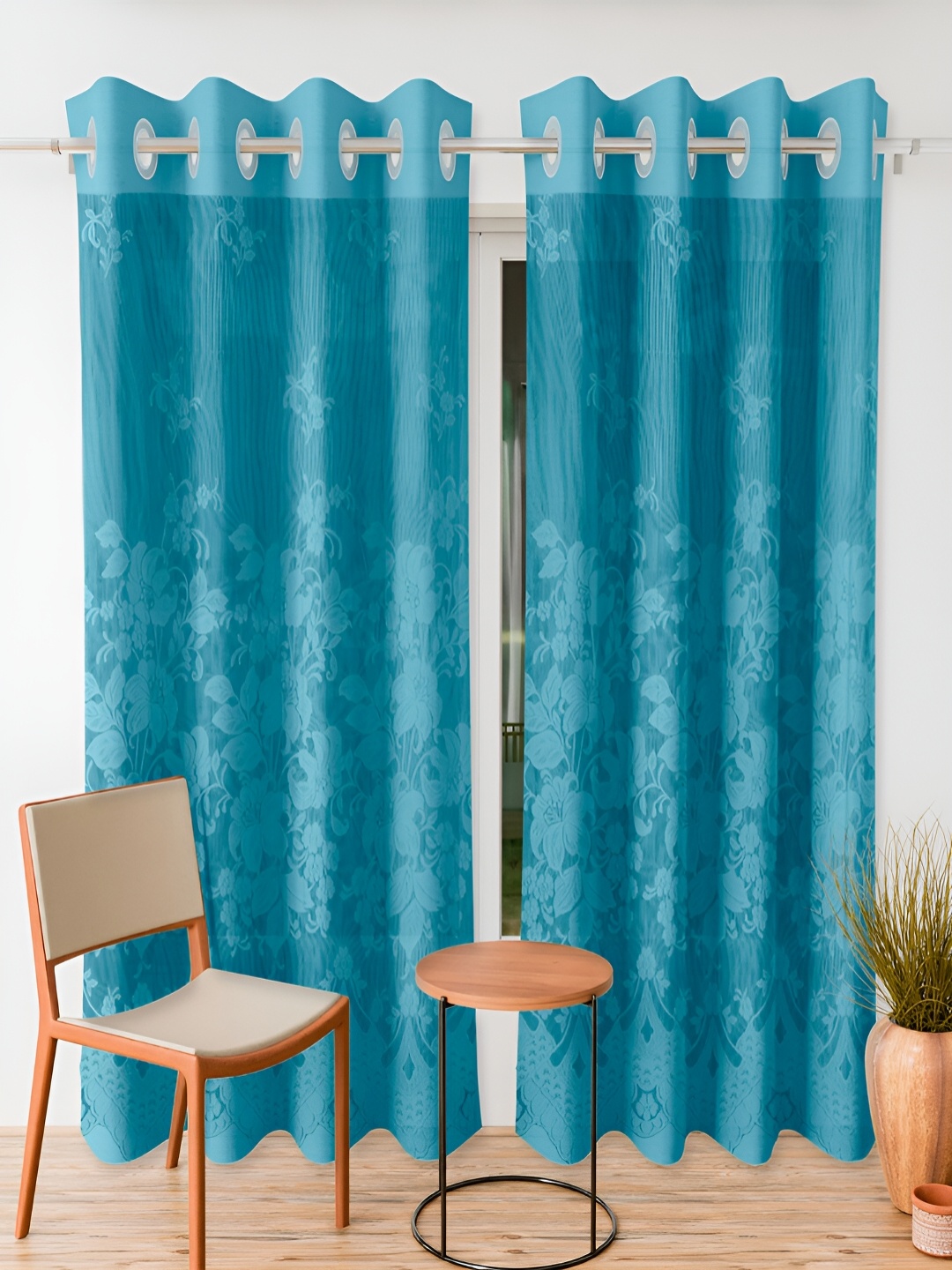 

Kuber Industries Green 2Pcs Cotton Room Darkening Door Curtains
