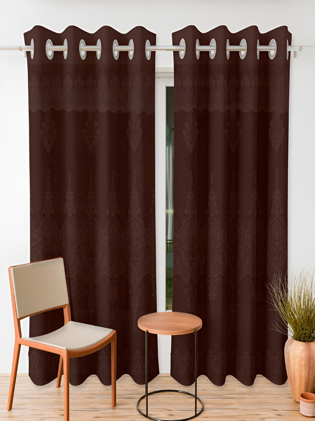 

Kuber Industries Brown 2 Pieces Ethnic Motifs Room Darkening Door Curtain