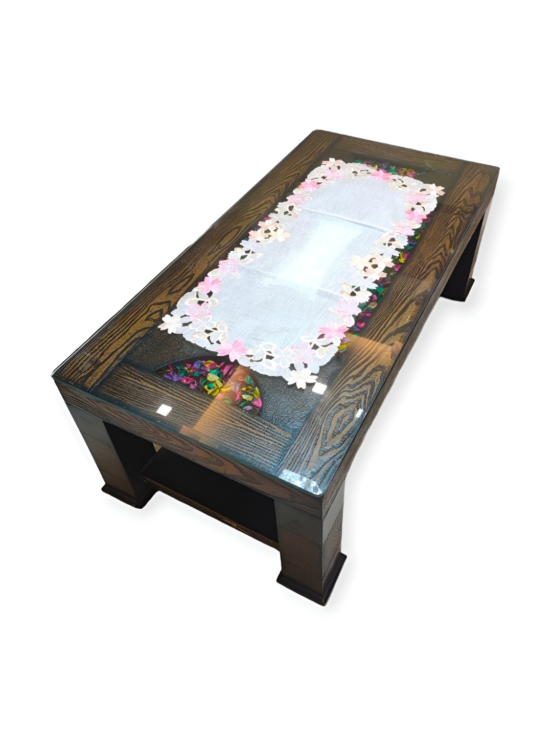 

TANLOOMS Pink & White Embroidered Table Runners