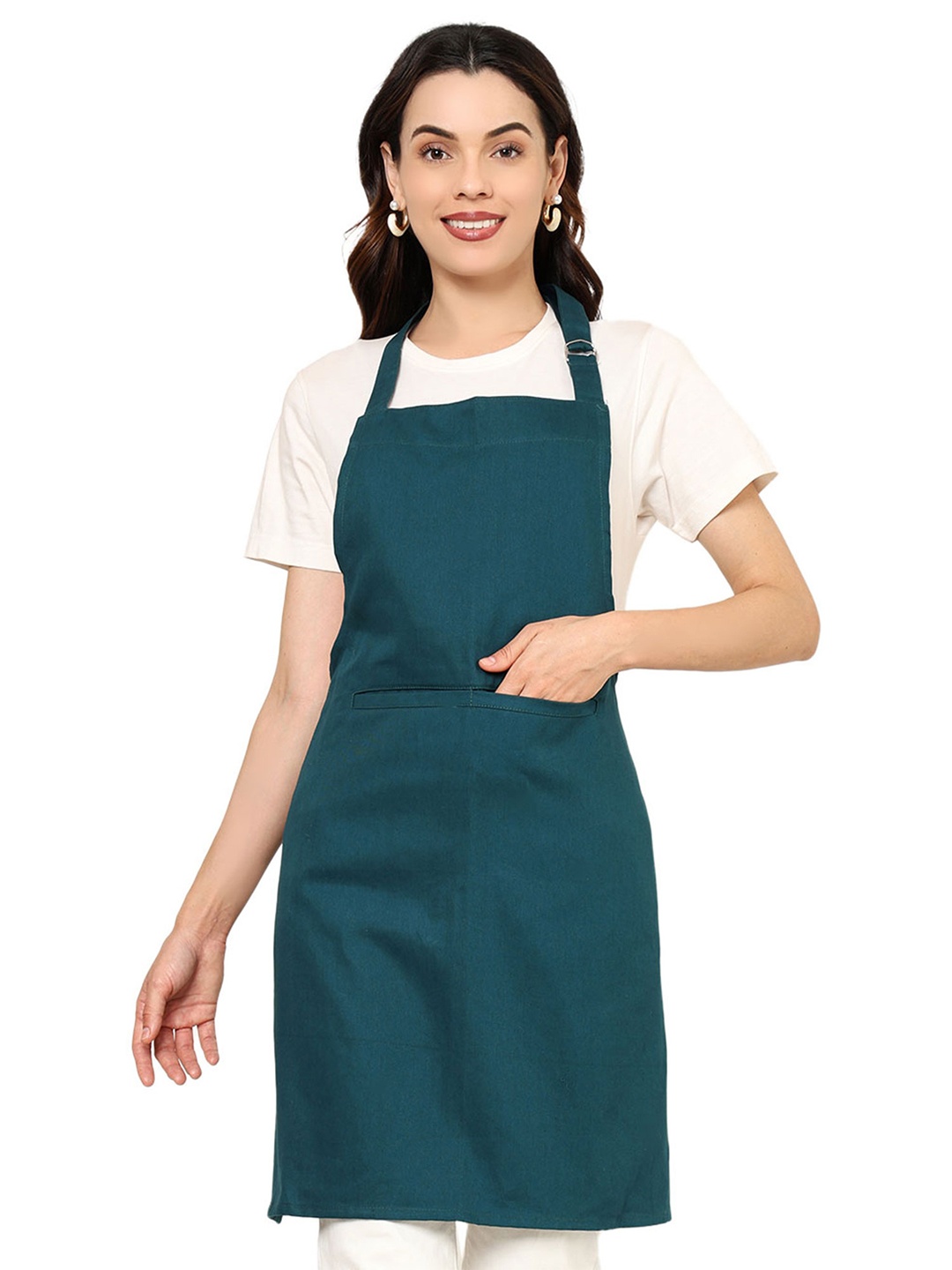 

SKANDA FAB Green Pure Cotton Adjustable Straps Apron