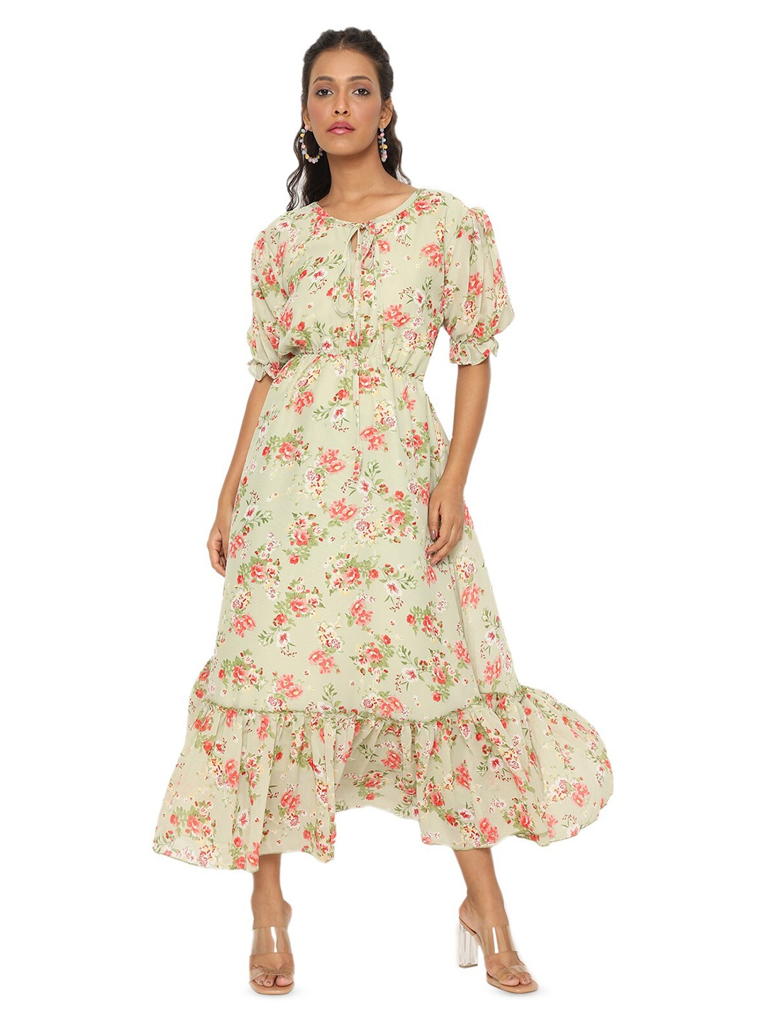 

BAESD Floral Printed Fit & Flare Maxi Dress, Green