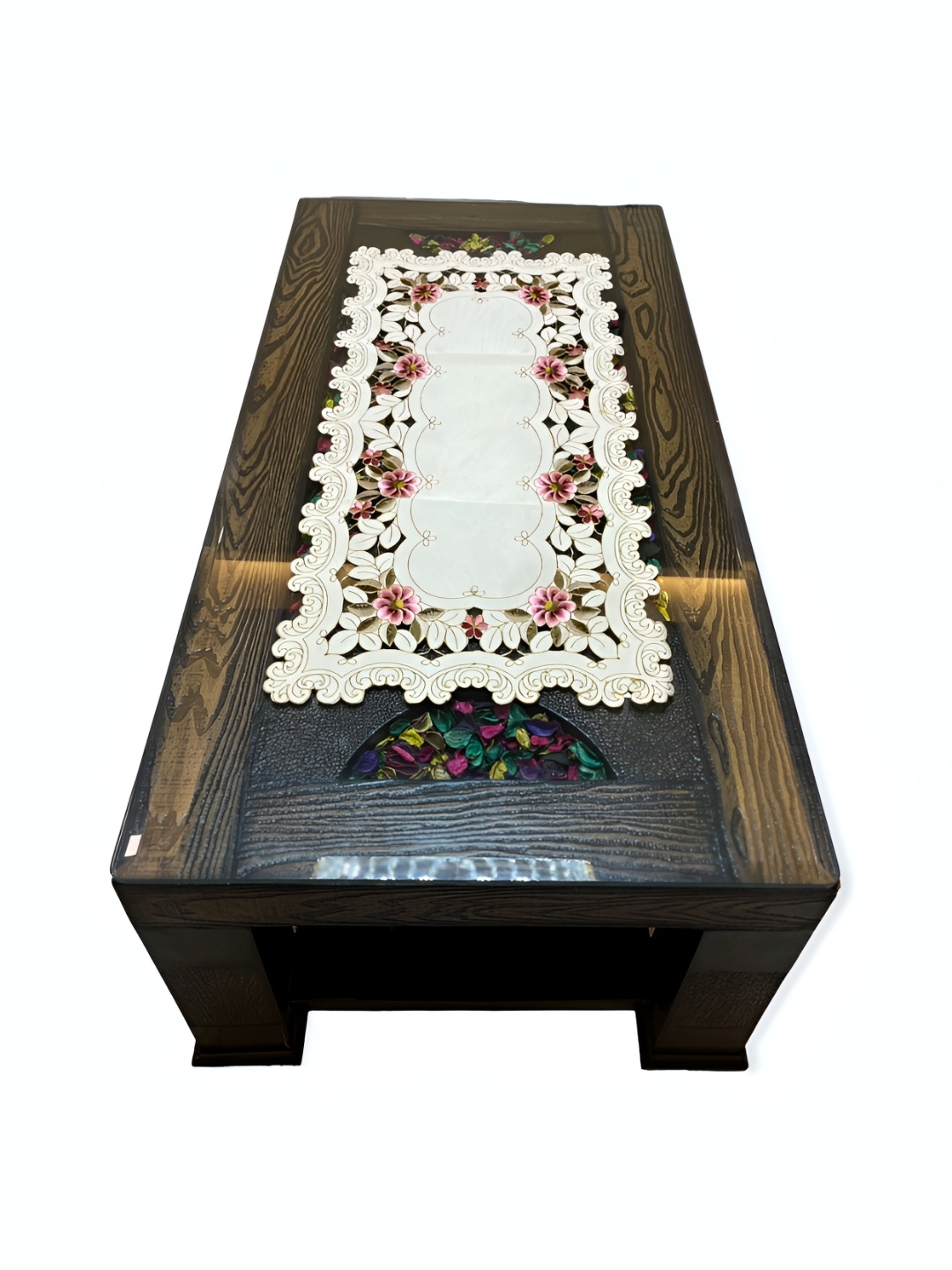 

TANLOOMS White & Pink Embroidered Table Runners