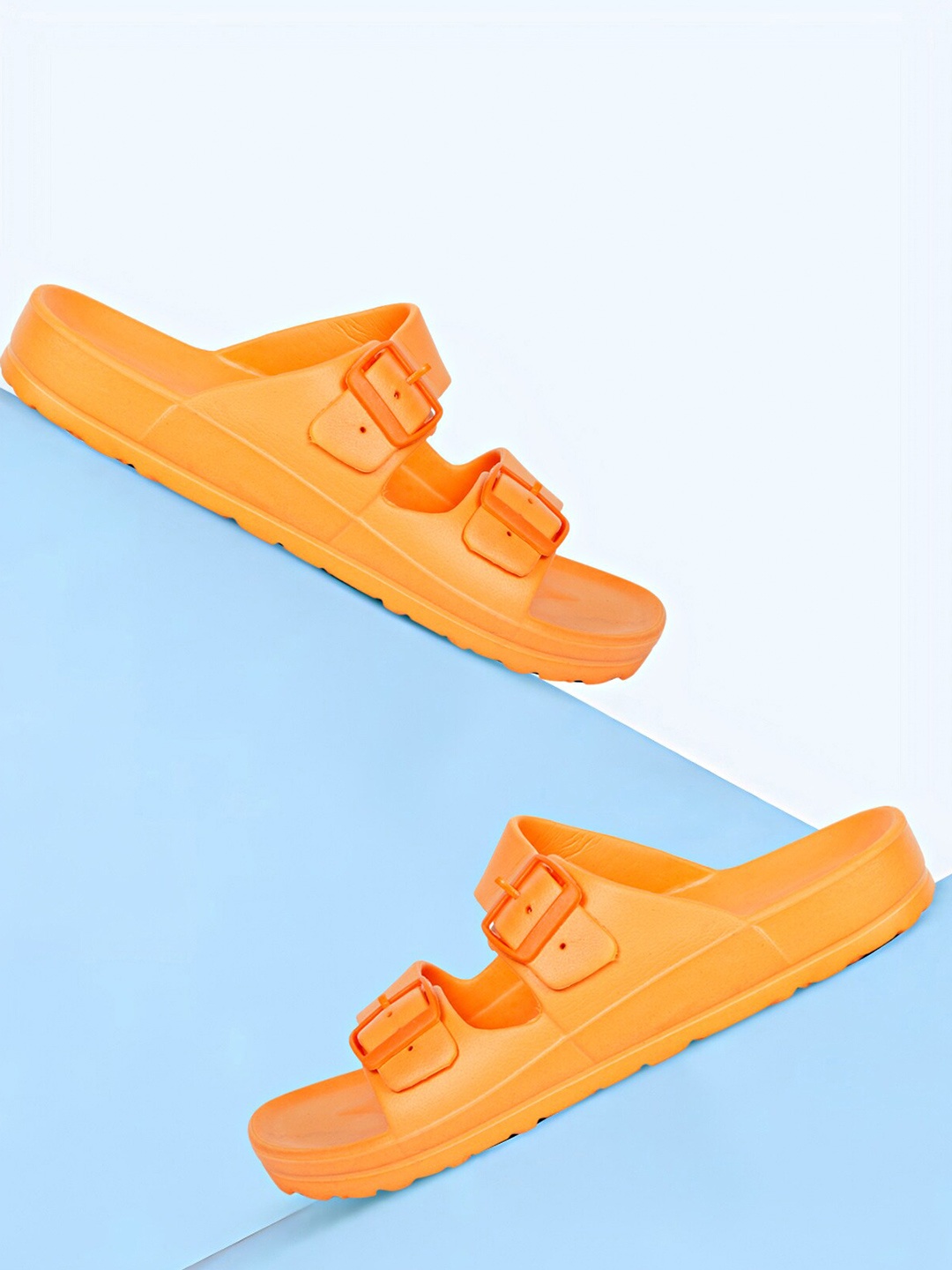 

OZZOH Men Buckle Detail Sliders, Orange