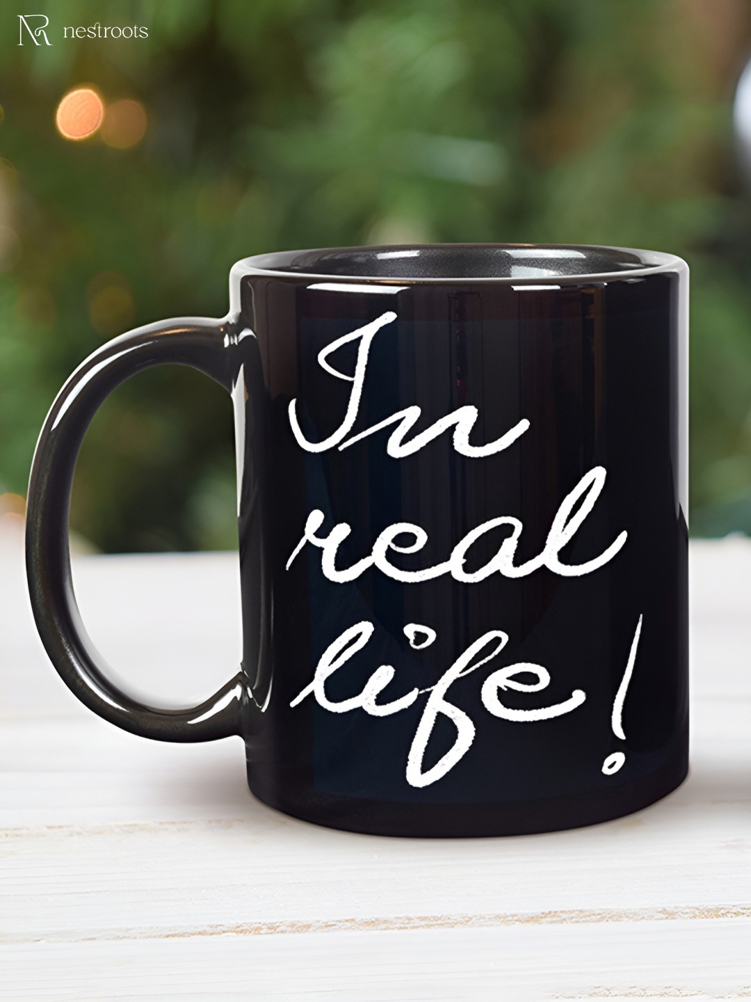 

nestroots Black & White Text or Slogans Printed Stoneware Glossy Mug 350 ml