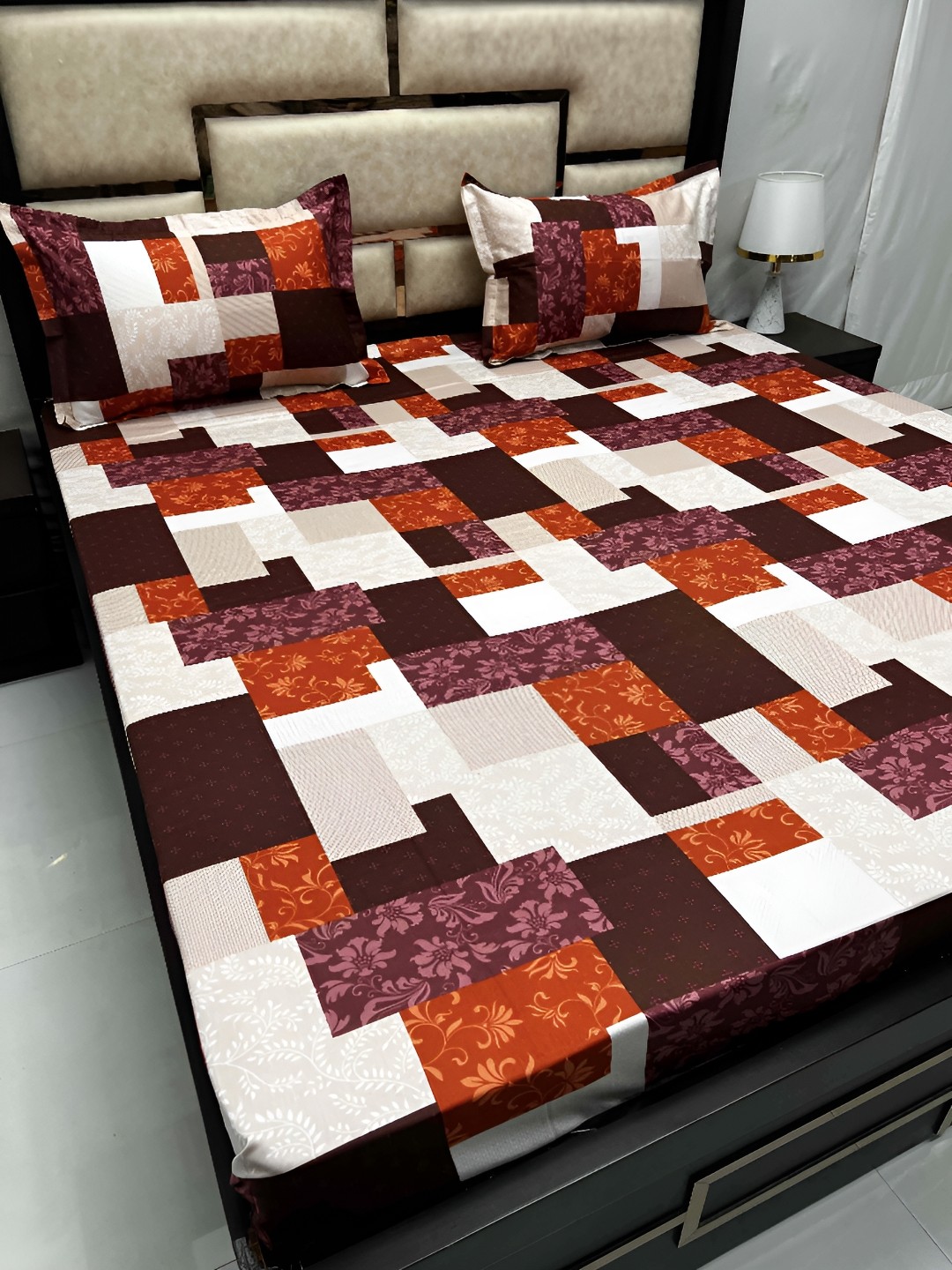 

Pure Decor Red & Purple Floral 350 TC King Bedsheet with 2 Pillow Covers