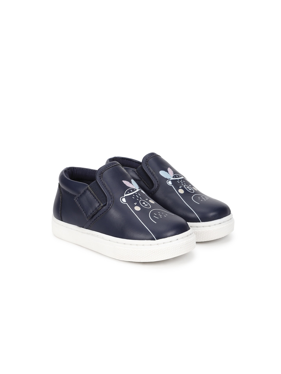 

mothercare Girls Printed Round Toe Slip-On Sneakers, Navy blue