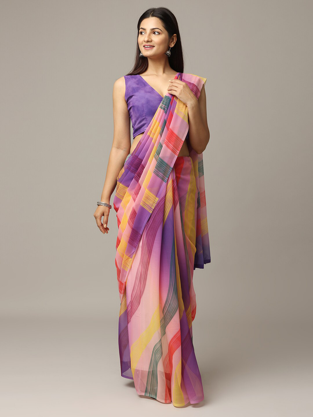 

PATLIPALLU Leheriya Printed Saree, Peach