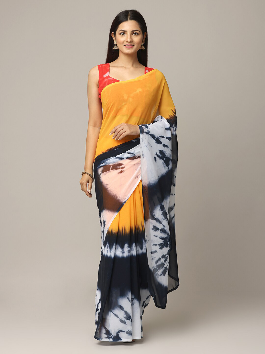 

PATLIPALLU Tie and Dye Printed Saree, Grey