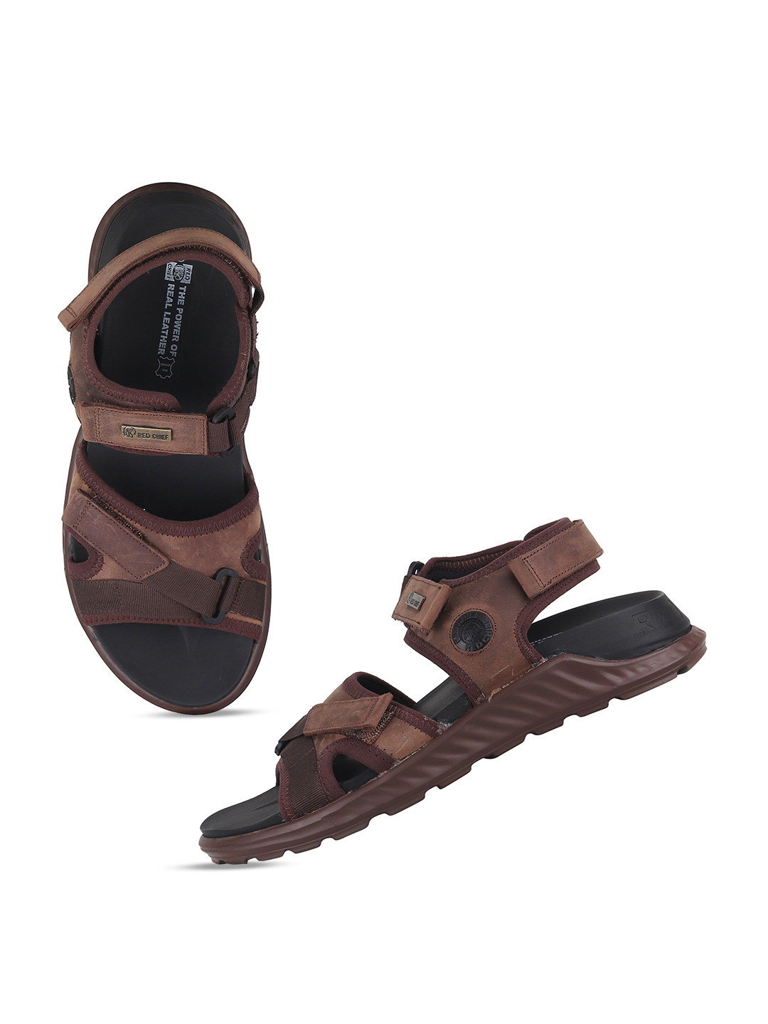 

Red Chief Men Leather Comfort Sandals, Brown