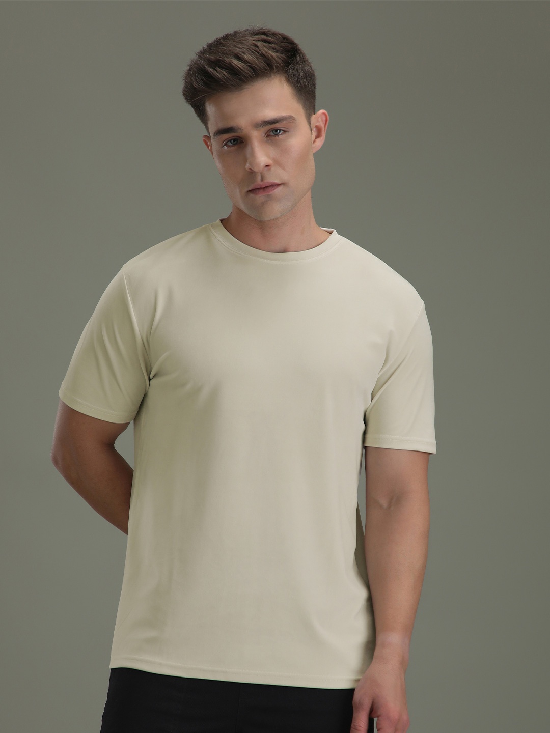 

Banana Club Round Neck Slim Fit T-shirt, Beige