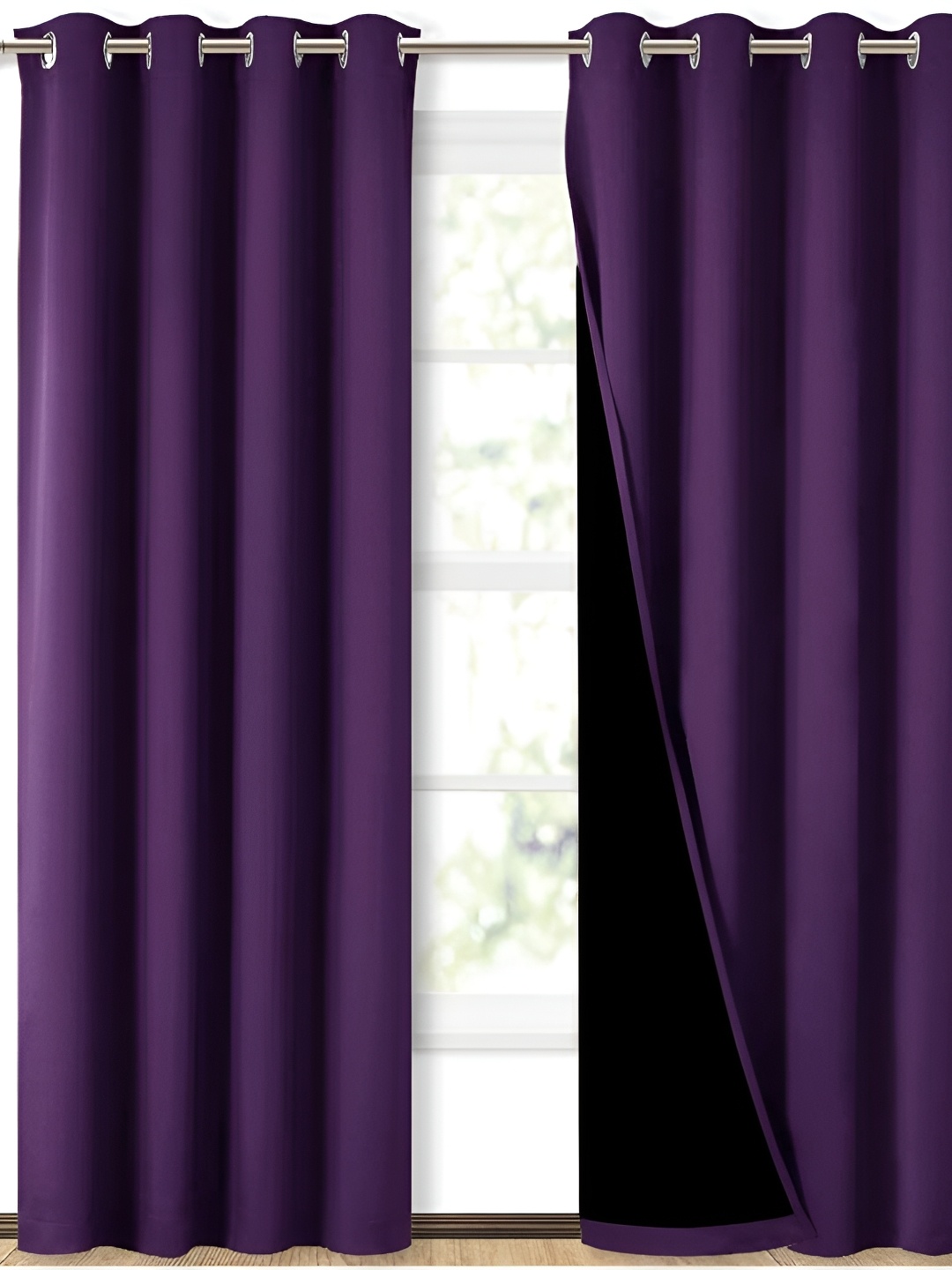 

BFAM Purple Black Out Eyelet Window Curtain