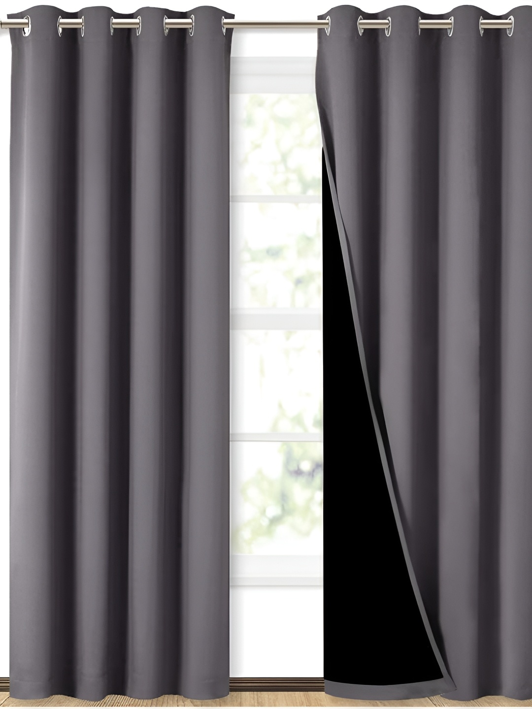 

BFAM Grey Black Out Eyelet Window Curtain
