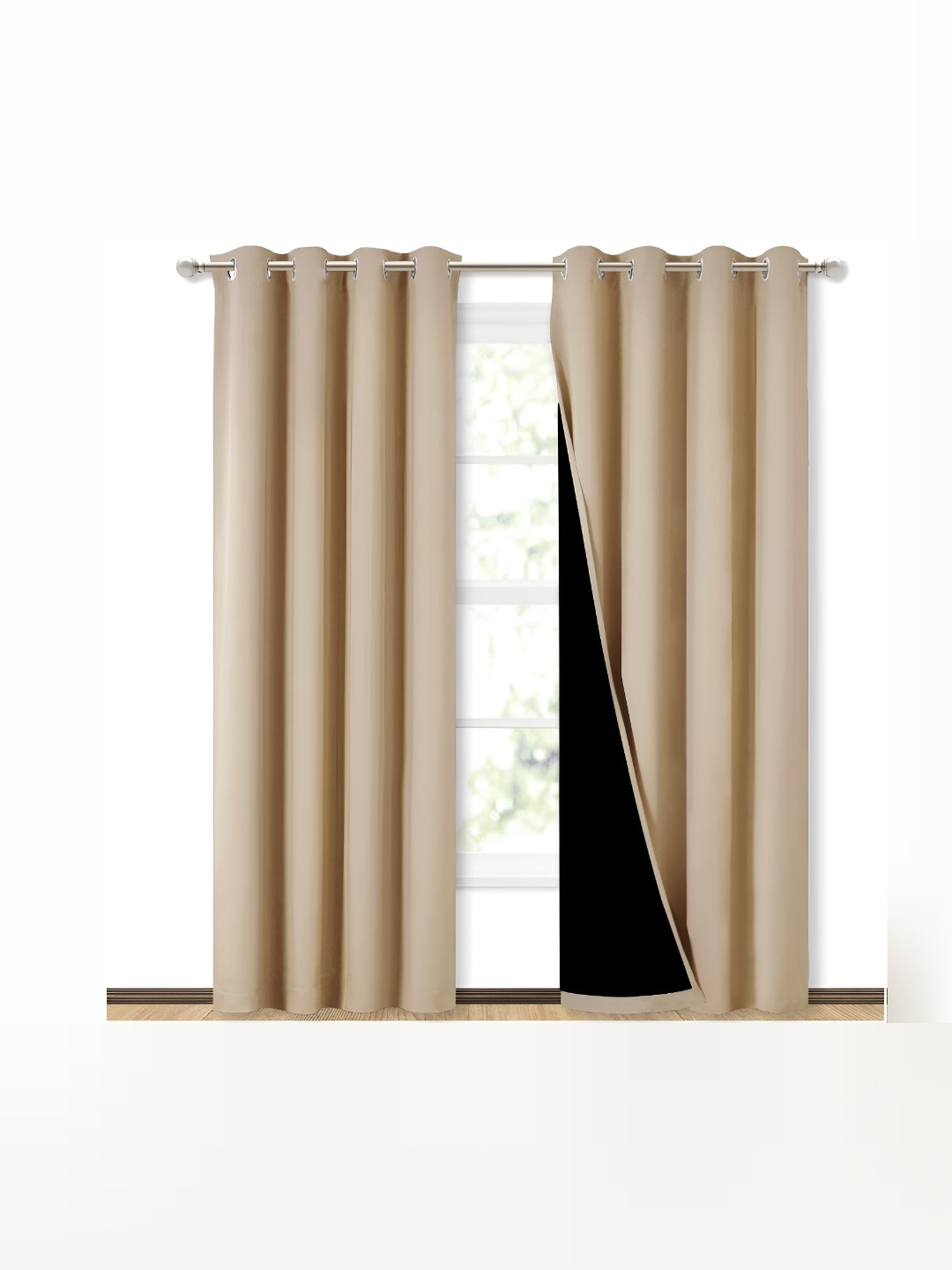 

BFAM Beige Black Out Eyelet Window Curtain