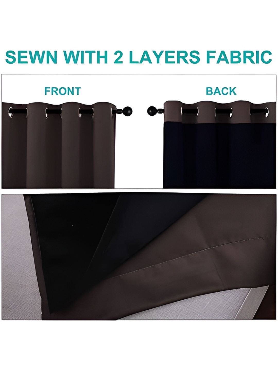 

BFAM Brown Black Out Eyelet Long Door Curtain