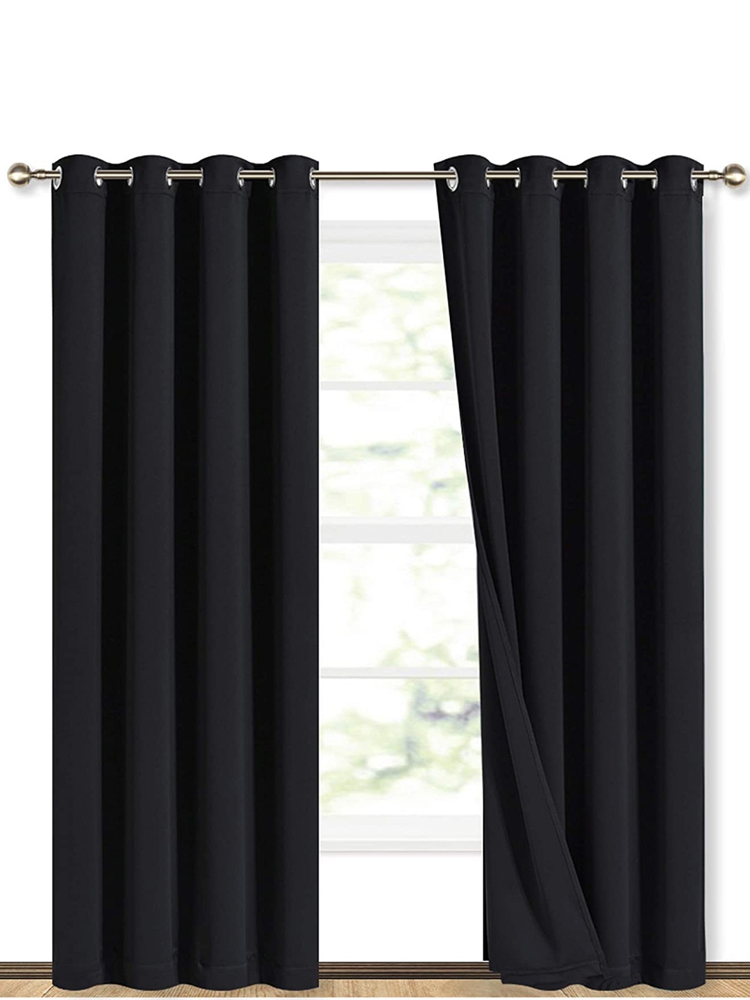 

BFAM Black Black Out Eyelet Long Door Curtain