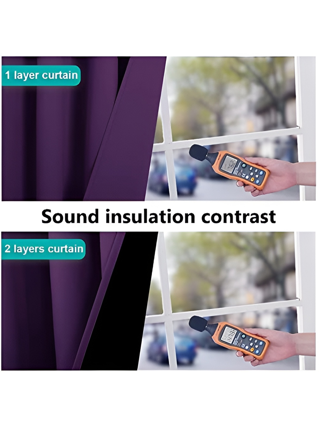 

BFAM Purple Black Out Eyelet Window Curtain