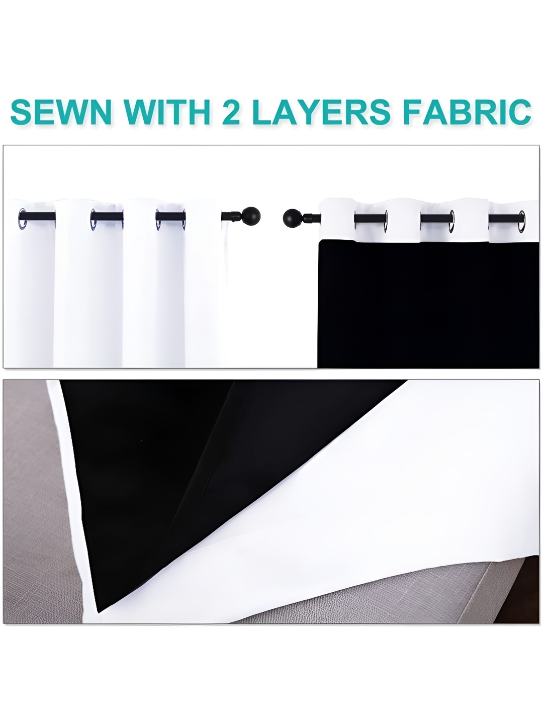 

BFAM White 2 Pieces Black Out Window Curtains