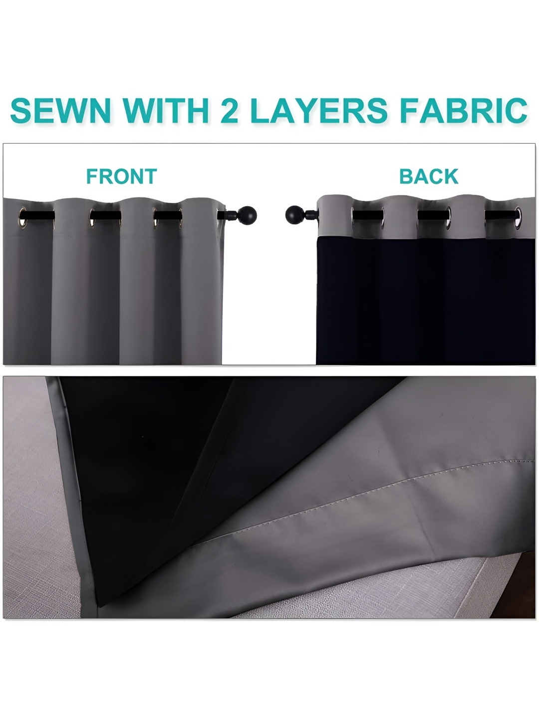 

BFAM Grey 2 Pieces Black Out Window Curtains