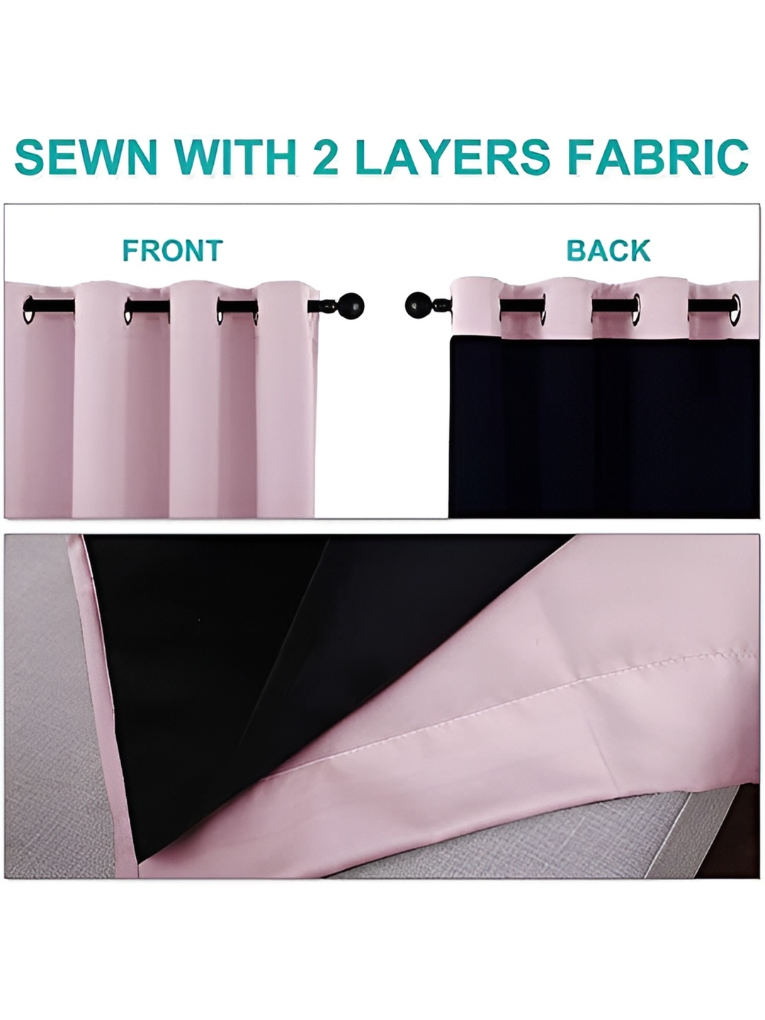 

BFAM Pink 2 Pieces Black Out Window Curtains