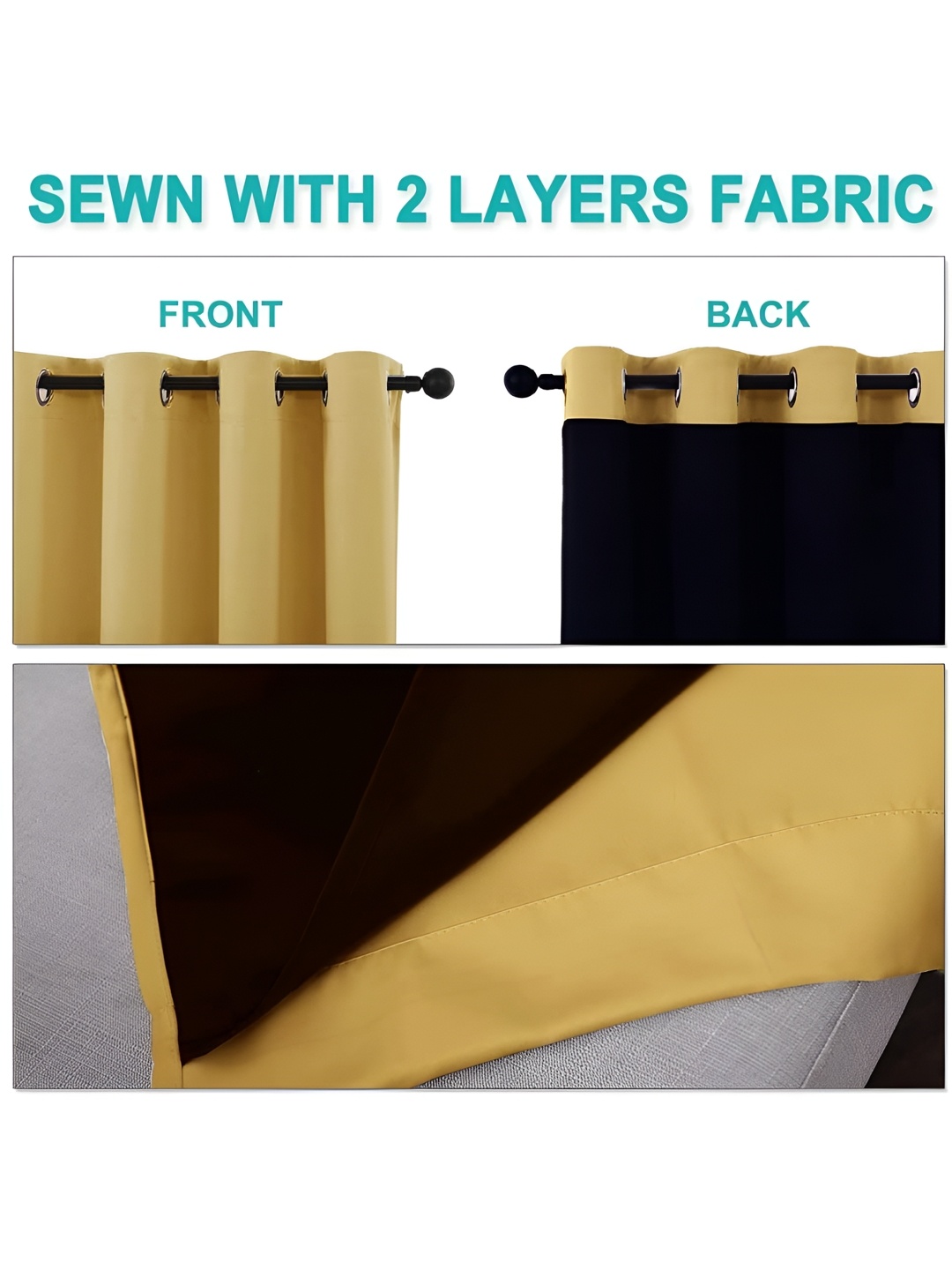 

BFAM Beige 2 Pieces Black Out Long Door Curtains, Yellow