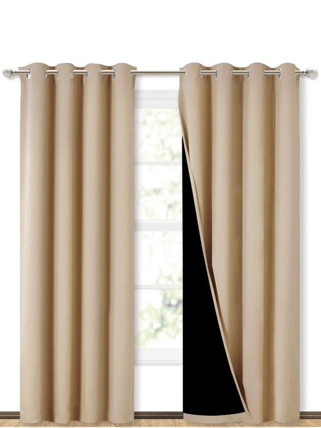 

BFAM Beige Black Out Eyelet Door Curtain