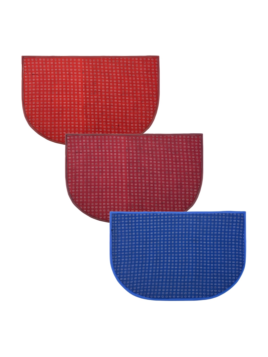 

Kuber Industries Red & Blue 3 Pcs Printed Anti-Skid Doormats