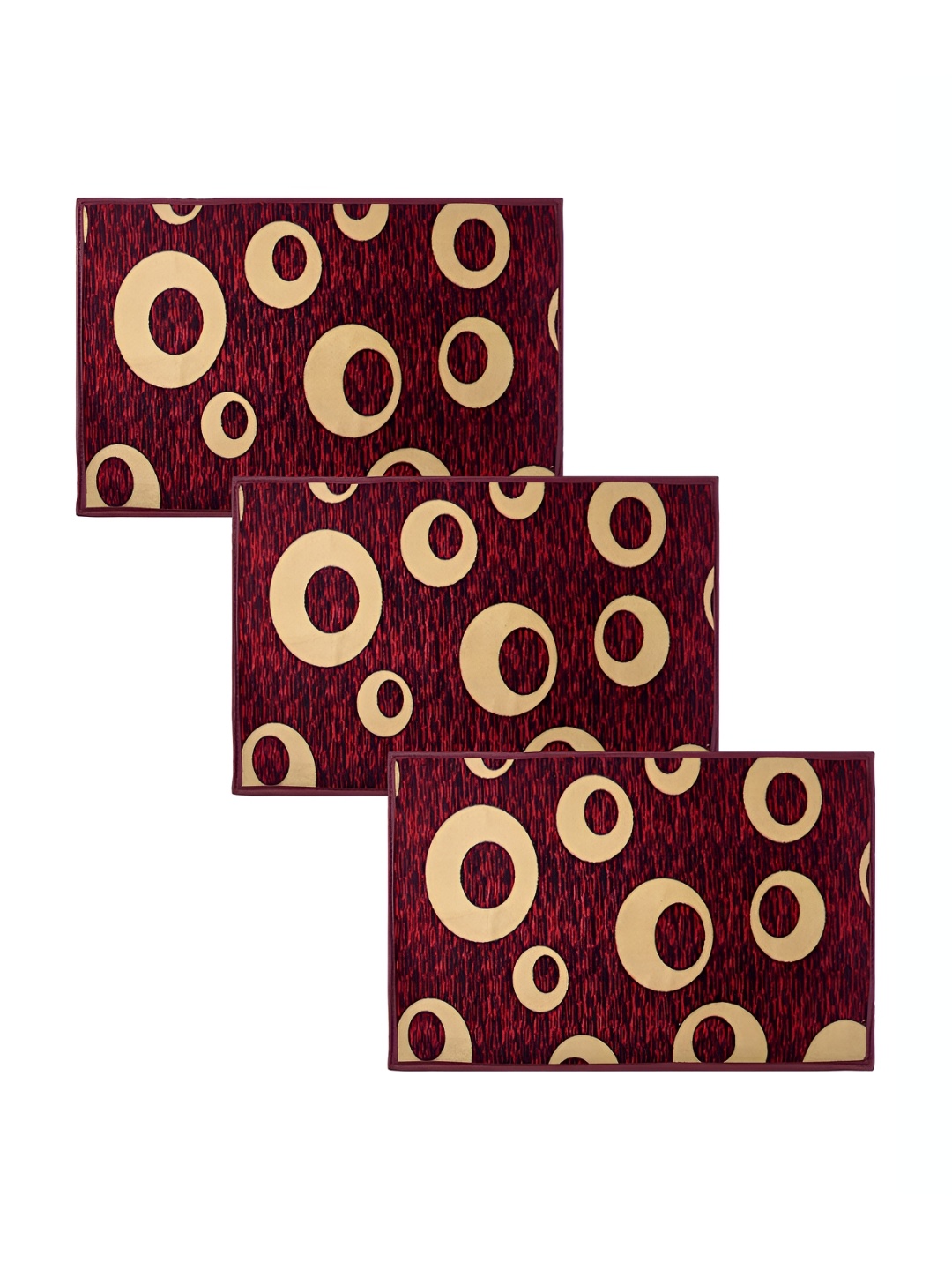 

Kuber Industries Maroon & Beige 3 Pieces Printed Anti Skid Doormats