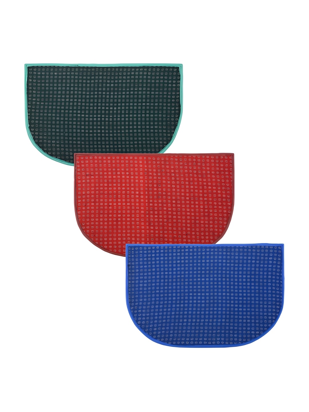 

Kuber Industries Green & Red 3 Pcs Dotted Patterned Anti-Skid Doormats