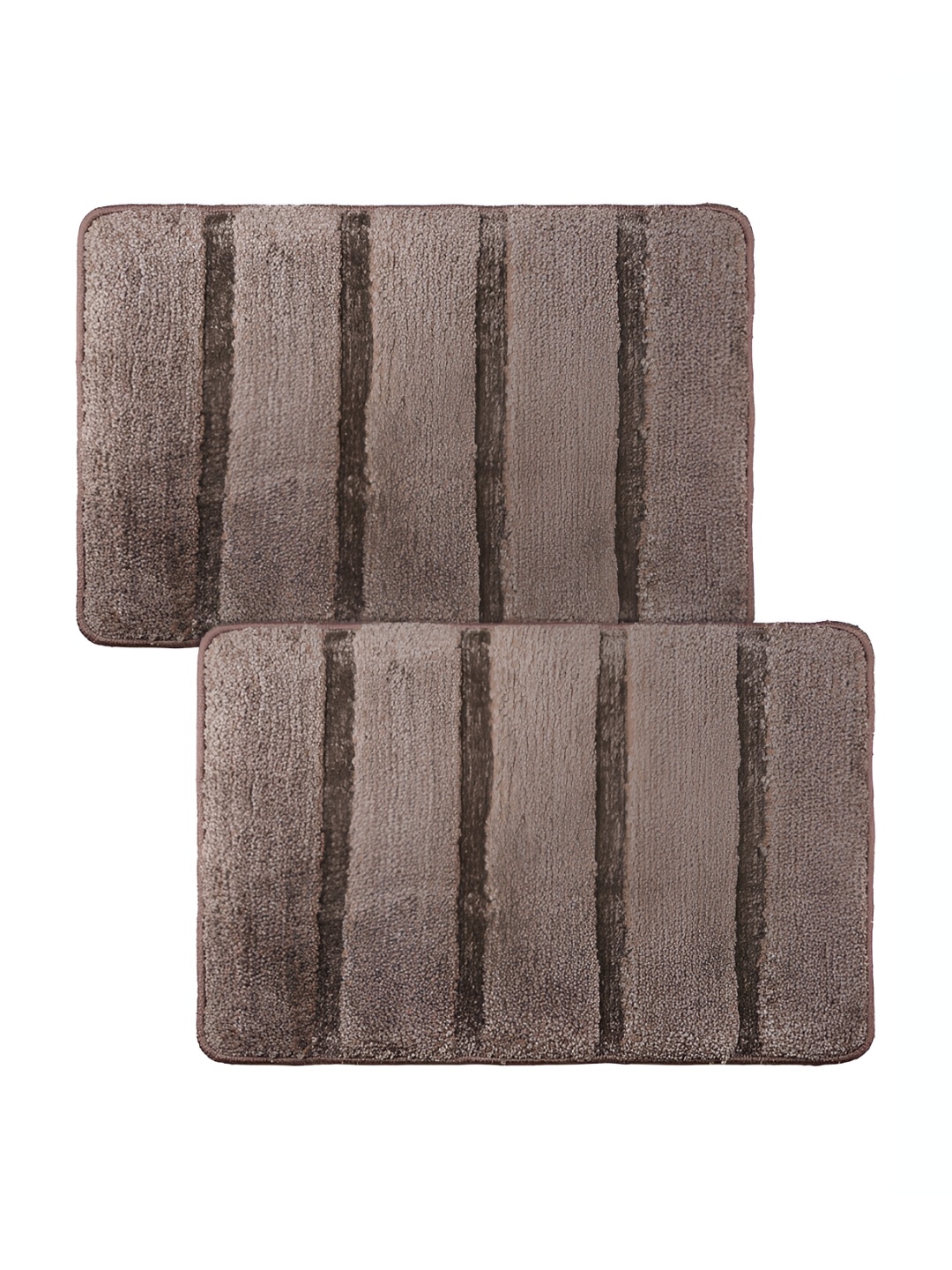 

Kuber Industries Brown 2 Pieces Self-Striped Anti-Skid Doormats, Gold