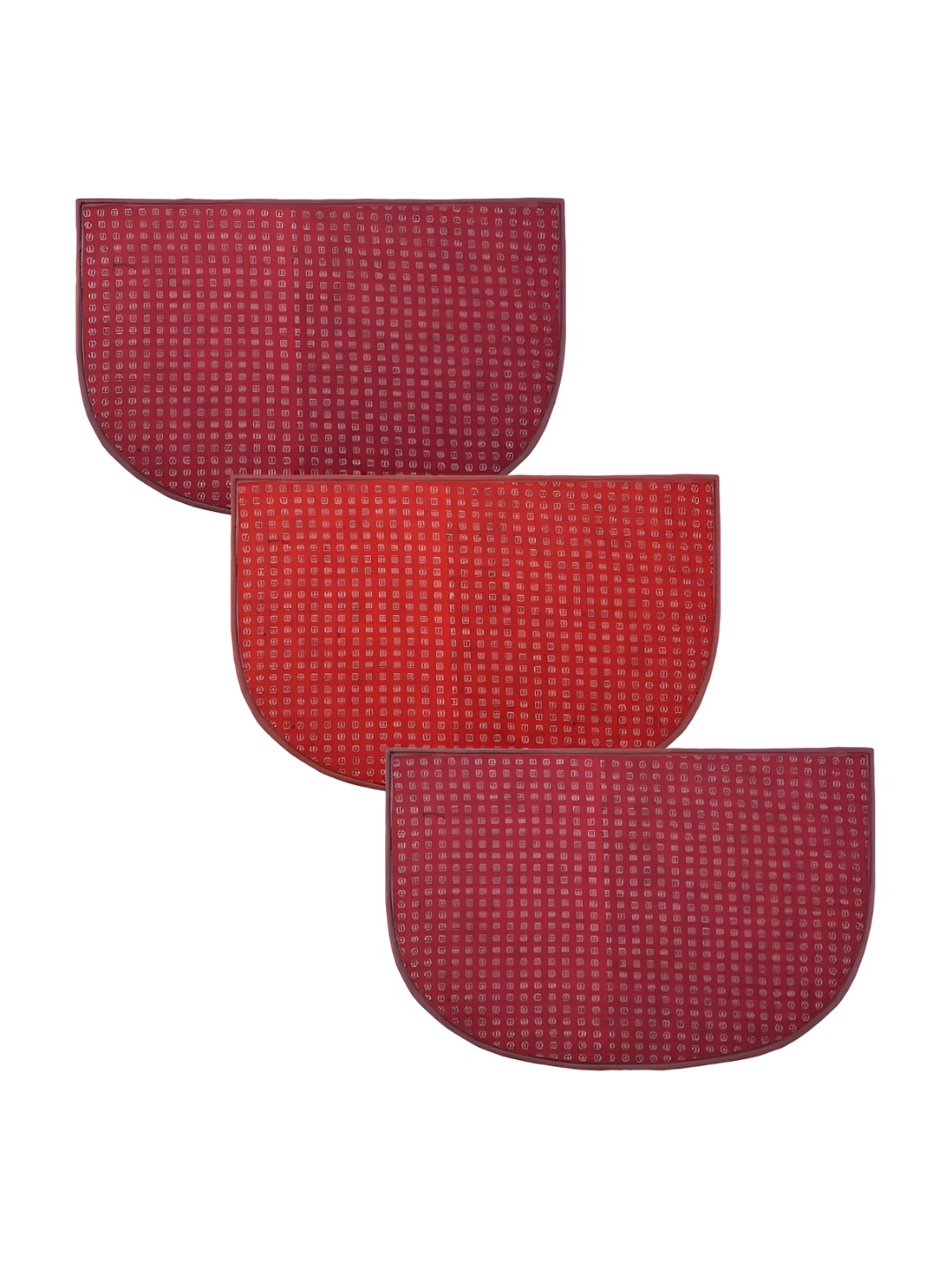 

Kuber Industries Red & Maroon 3 Pcs Self-Design D Shape Anti Skid Woolen Door Mats